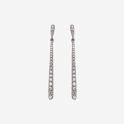 18KT White Gold Diamond Dangle Earrings