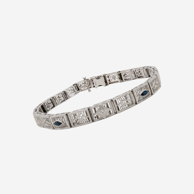 14KT White Gold Sapphire and Diamond Bracelet