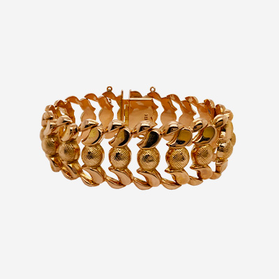 18KT Yellow Gold Wide Textured Bracelet