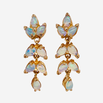 14KT Yellow Gold Opal Dangle Earrings