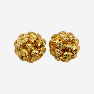 18KT Yellow Gold Textured Cluster Earrings