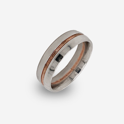 Platinum and 14KT Rose Gold Satin Finish Wedding Band