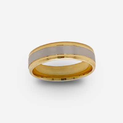 14KT Yellow and White Gold Satin Finish Wedding Band