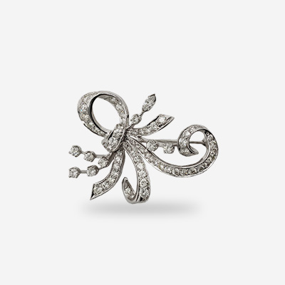 Platinum Marquise and Round Diamond Pin