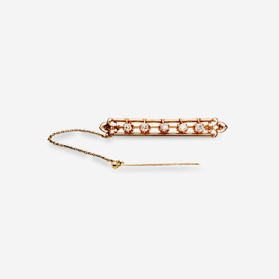 14KT Yellow Gold Old Mine Cut Diamond Bar Pin