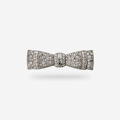 Platinum Diamond Art Deco Bow Pin