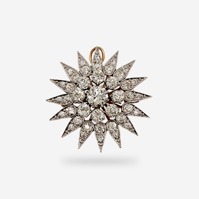 14KT Yellow Gold Diamond Starburst Pin