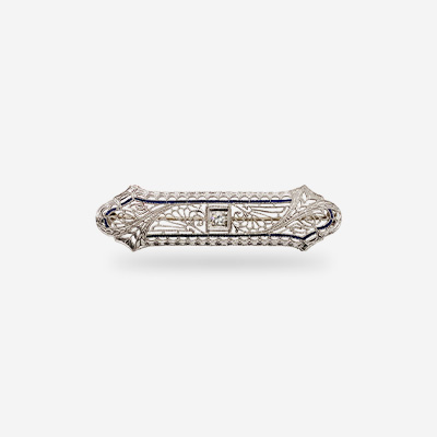 14KT White Gold Antique Diamond Bar Pin