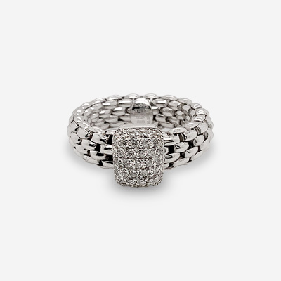 18Kt White Gold “Fope” Pave Set Diamond Ring