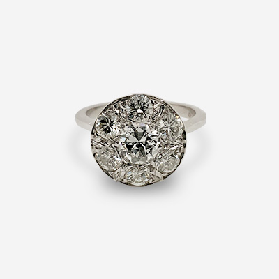 14KT White Gold Diamond Cluster Ring