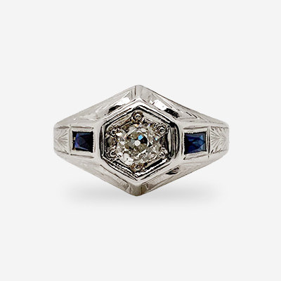 Platinum Diamond Antique Ring