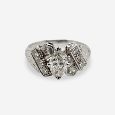 Platinum Center Marquise Diamond Ring