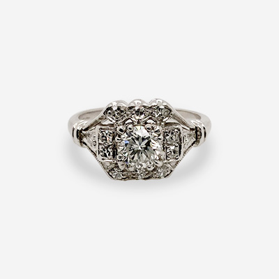 Platinum Diamond Antique Ring