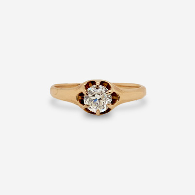 14KT Yellow Gold 6 Prong Old Mine Cut Diamond Ring