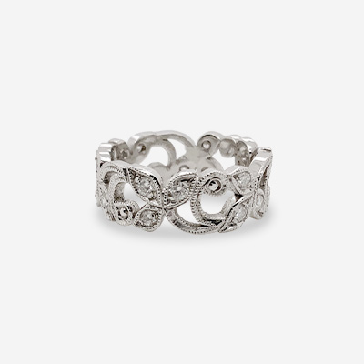 Platinum Diamond Flower Wedding Ring