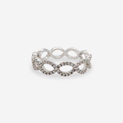 18KT White Gold Diamond Twist Ring