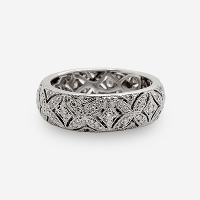 Platinum Diamond “X” Design Eternity Ring