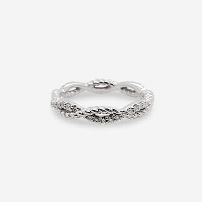 14KT White Gold Diamond Twisted Eternity Ring