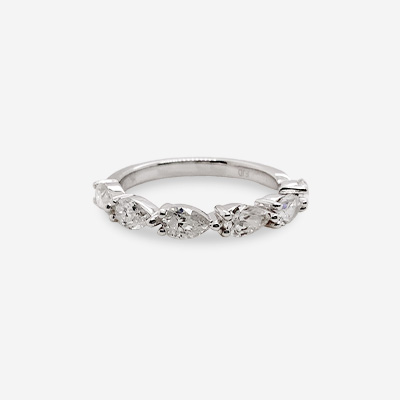 14KT White Gold Pear-Shaped Diamond Wedding Ring