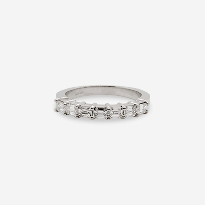 Platinum Emerald-Cut Diamond Wedding Band