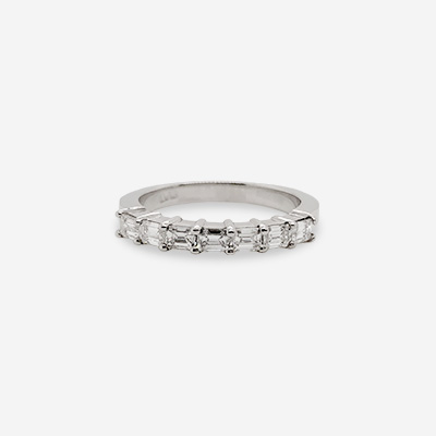 Platinum Emerald-Cut Diamond Wedding Band