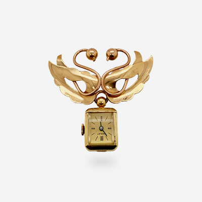 14KT Rose Gold Double Swan Watch Pin