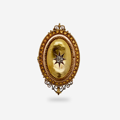 14KT Yellow Gold Center Diamond Antique Locket