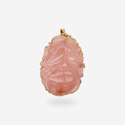 14KT Yellow Gold Rose Quartz Pendant