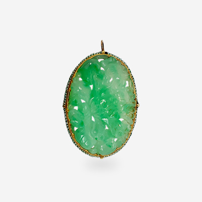 14KT Yellow Gold Oval Jade Pin