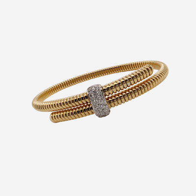 18KT Yellow Gold Diamond Bar Flex Bangle