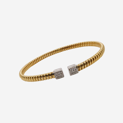 18KT Yellow Gold Flex Cuff Diamond Bracelet
