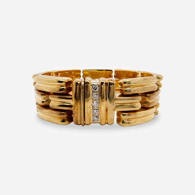 14KT Yellow Gold Wide 7.5″ Diamond Clasp Bracelet
