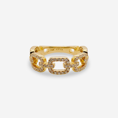 14KT Yellow Gold Open Link Diamond Ring