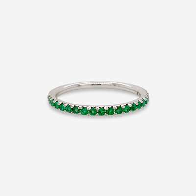 14KT White Gold Emerald Wedding Ring