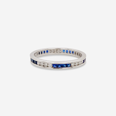 18KT White Gold Diamond and Sapphire Eternity Ring