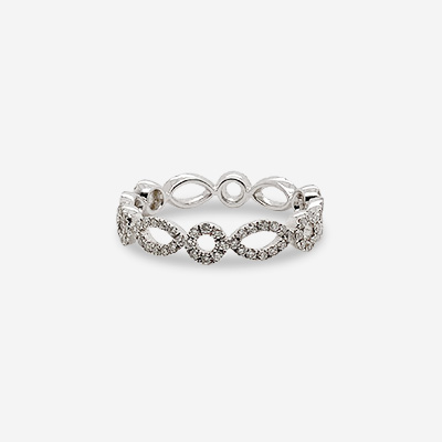 18KT White Gold Diamond Oval and Round Sectional Eternity Ring