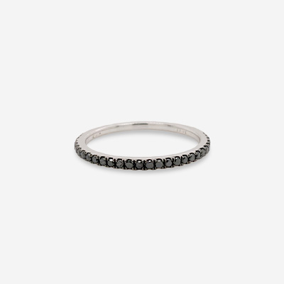 14KT White Gold Black Diamond Thin Band