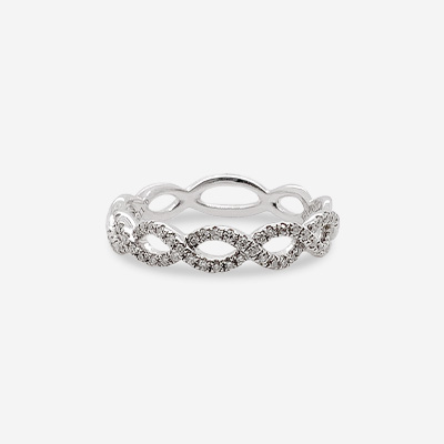 18KT White Gold Diamond Braided Wedding Band