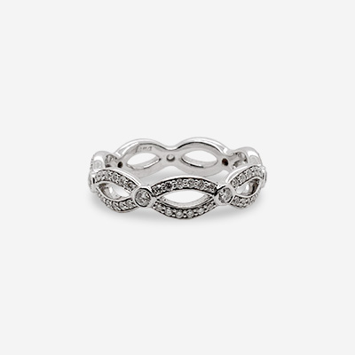 14KT White Gold Braided Eternity Band