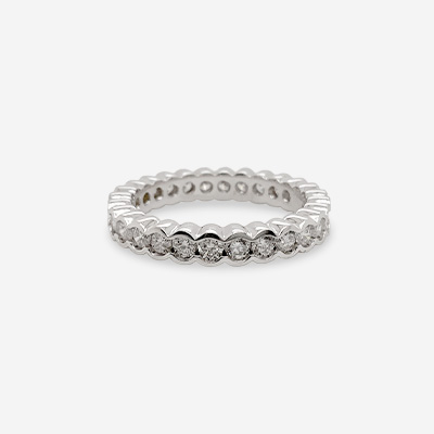 14KT White Gold Bezel Set Diamond Wedding Band