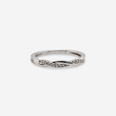 14KT White Gold Diamond Braided Wedding Ring
