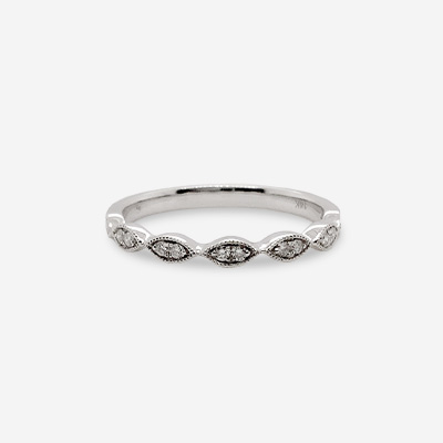 14KT White Gold Beaded Wedding Ring