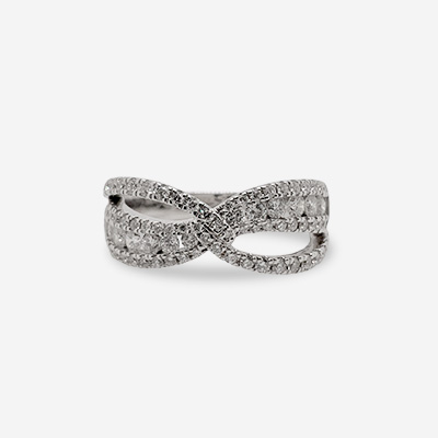 14KT White Gold Open Twist Diamond Ring