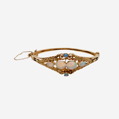 14KT Yellow Gold Opal Bangle