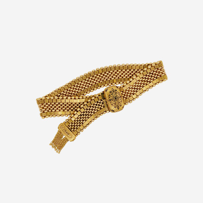 14KT Yellow Gold Tassle End Mesh Bracelet