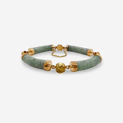 14Kt Yellow Gold Jadeite Link Bracelet
