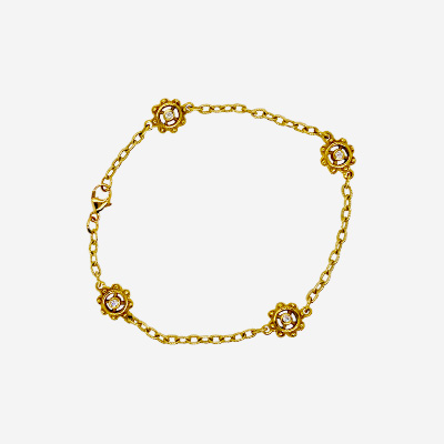 18KT Yellow Gold Bezel Set Diamond Fancy Link Bracelet