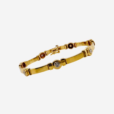 14Kt Yellow Gold Diamond 7.25″ Bar Bracelet