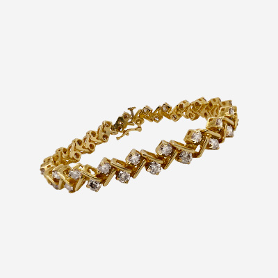 14Kt Yellow Gold 7″ Diamond Bracelet