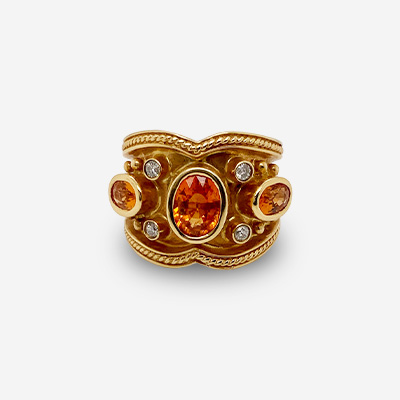 14KT Yellow Gold Citrine and Diamond Ring